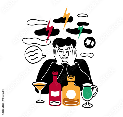 Alcohol abuse and addiction concept