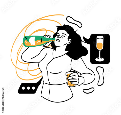 Alcohol abuse and addiction concept