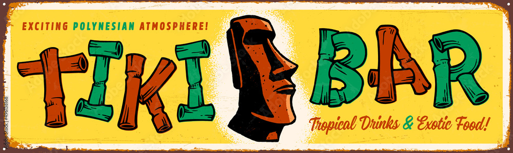 Vintage metal sign - Tiki Bar - Vector EPS10. Grunge effects can be easily removed for a brand new look. - obrazy, fototapety, plakaty 