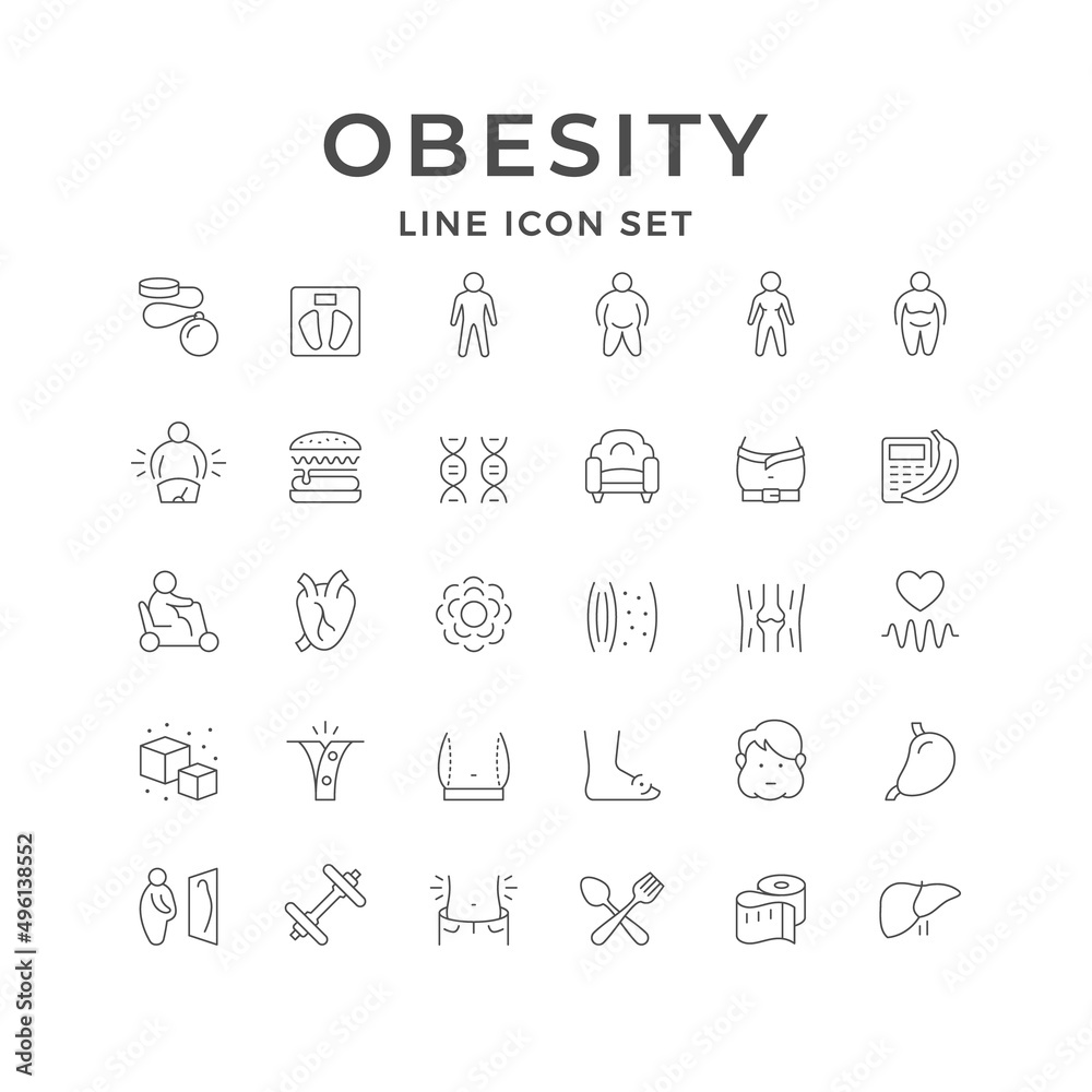 Set line icons of obesity