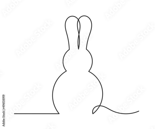 Easter bunny shape continuous line drawing art.