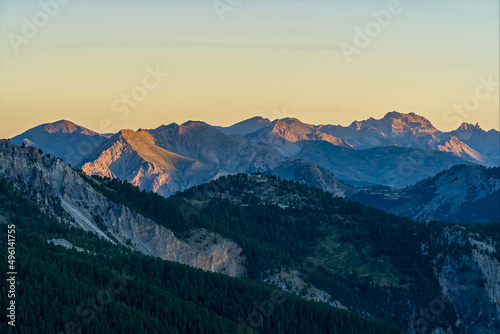 Peaks Skyline of Alps Mountains at Sunrise