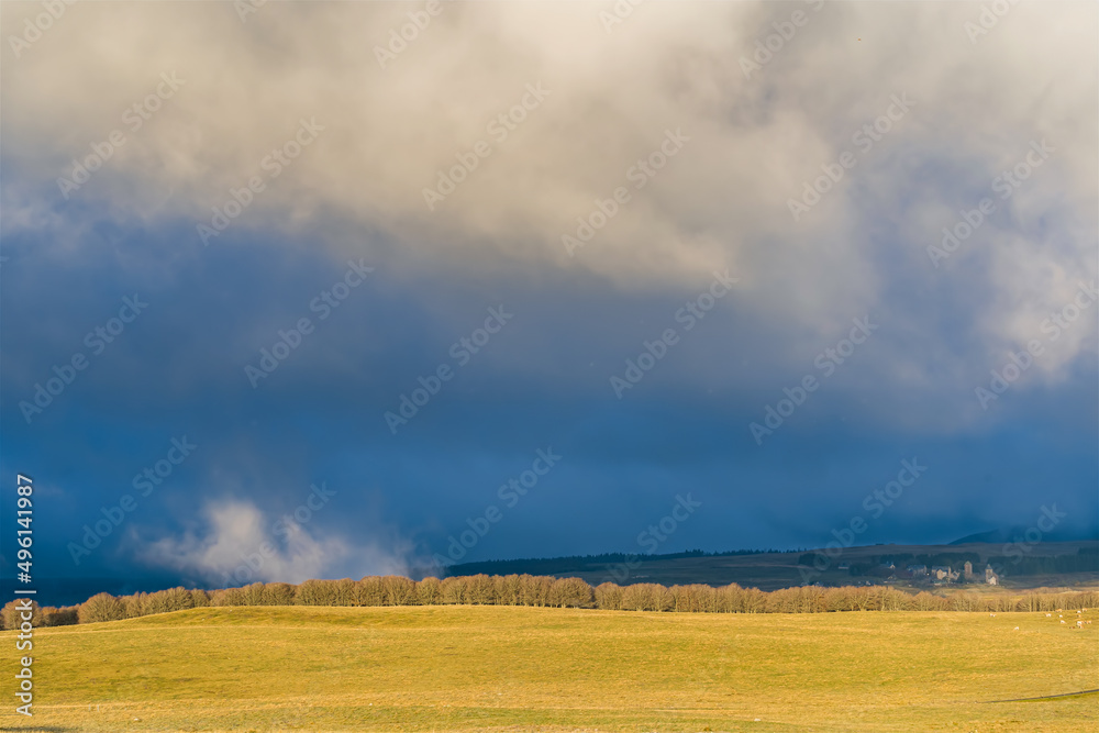 Mist and Denses Clouds Over French Lowland at Sunrise Mist and Denses Clouds Over French Lowland at Sunrise