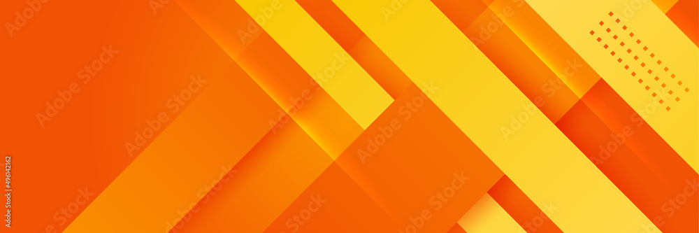 Modern orange yellow geometric abstract banner background design. Suit for business, corporate, institution, party, festive, seminar, and talks.