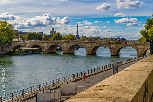 Cloudy Sky Over Paris Touristic Center With Seine River at Summer Day