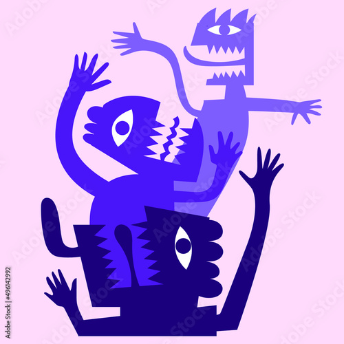 Cubism hand drawing abstract portrait vector illustration.