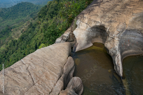 Diyaluma Falls, Sri Lanka Water rushing down the hill and into the pool before getting launched over the falls. photo