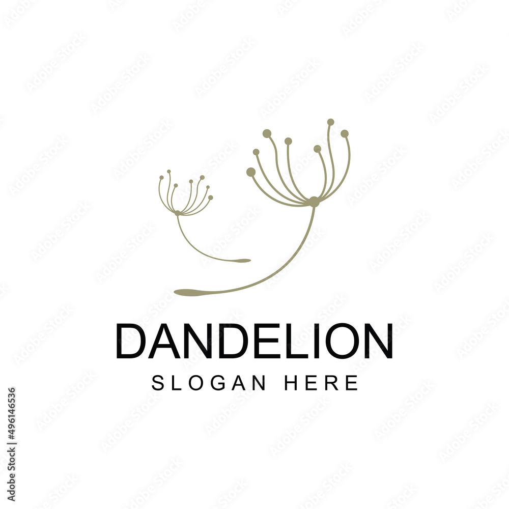 Dandelion flower logo and symbol design vector illustration template