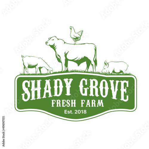 Farm cattle animal logo design template
