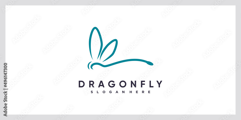 Dragonfly logo design with style and creative concept