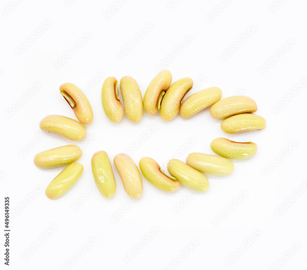 selective focus, Yard Long Bean seed on white background, selective focus, Yard Long Bean seed on white background,