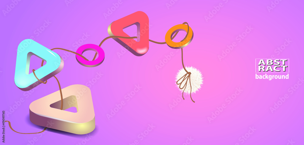 Abstract background with geometric 3d shapes in pastel colors