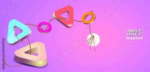 Abstract background with geometric 3d shapes in pastel colors
