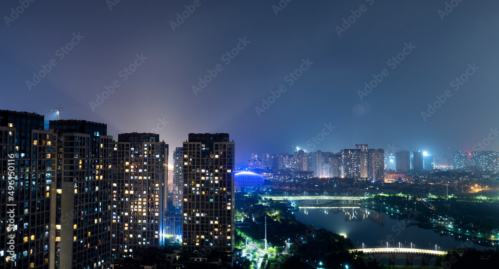 Modern apartments in the city at night