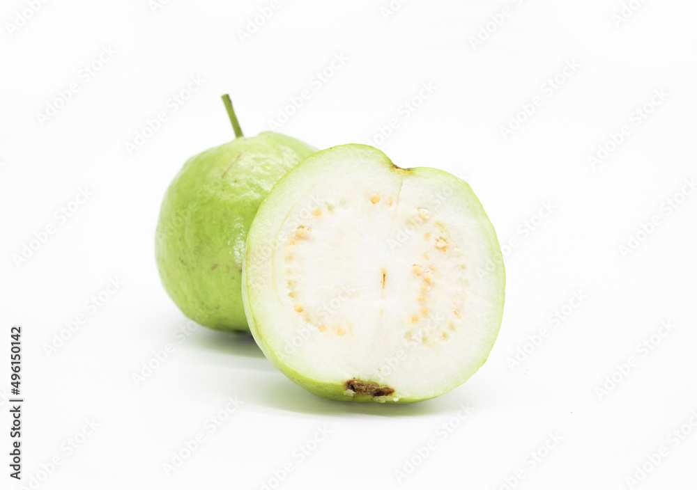 green guava fruit or peyara isolated on white background