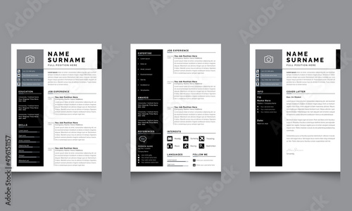 Professional Resume and Creative cv Layouts  Black Accents