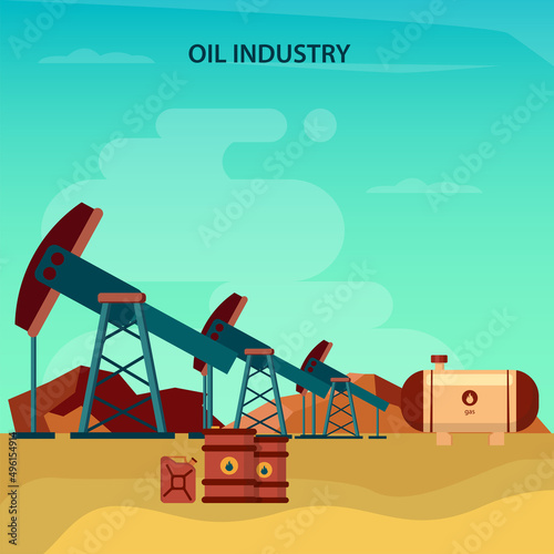 Oil industry and petroleum industry flat style vector