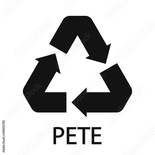 PETE 01 recycling code symbol. Plastic recycling vector polyethylene sign.