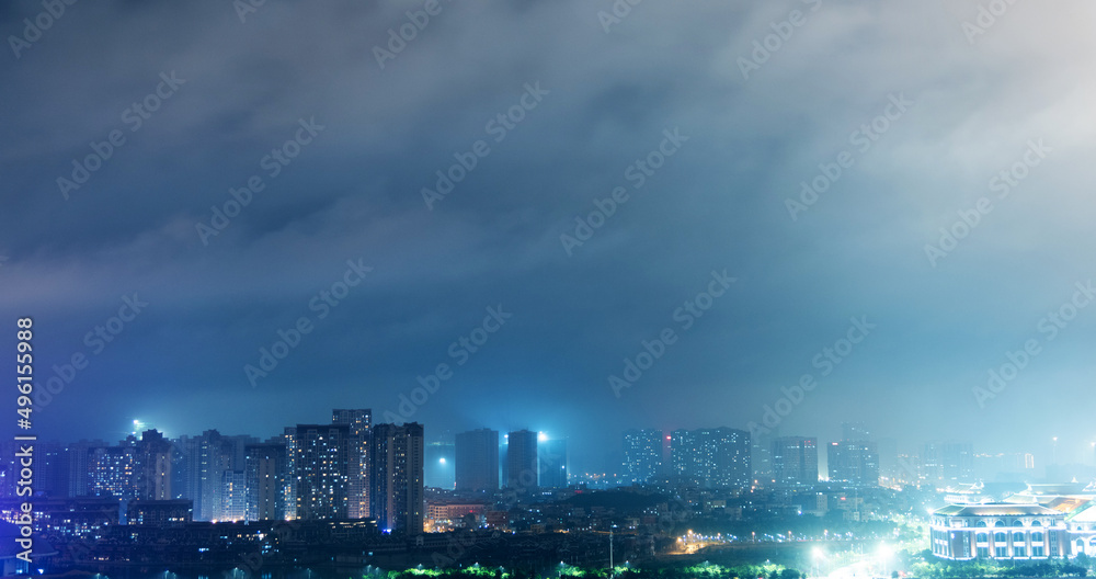 Fototapeta premium A stormy city at night