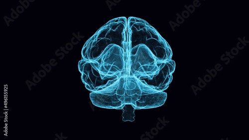Digital brain floating in a dark cloud of black information illustrating the concepts of Big Data and artificial intelligence. high resolution 3d render