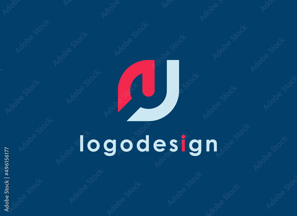 Initial Letter J Logo. Red and White Geometric Shape Letter AJ with Letter J Negative Space Inside. Usable for Corporate Business, Identity and Branding Logos. Flat Design Vector Template Element. Initial Letter J Logo. Red and White Geometric Shape Letter AJ with Letter J Negative Space Inside. Usable for Corporate Business, Identity and Branding Logos. Flat Design Vector Template Element.