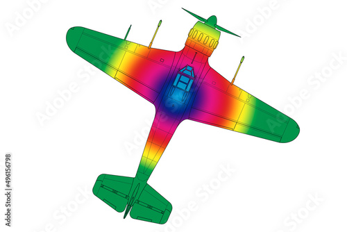Avión de hélice con arco iris