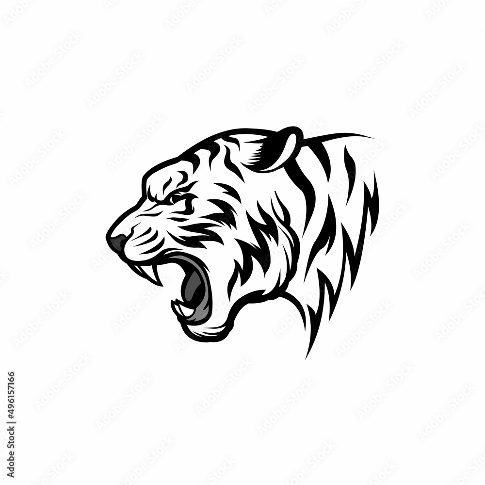 tiger head tattoo vector Stock Vector | Adobe Stock