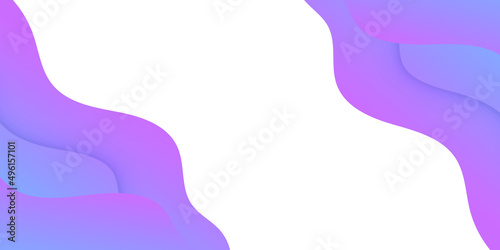 Purple waves at the corners on a white background. Panoramic banner background in trendy colors with copy space. Modern violet graphic design with futuristic element and frame.