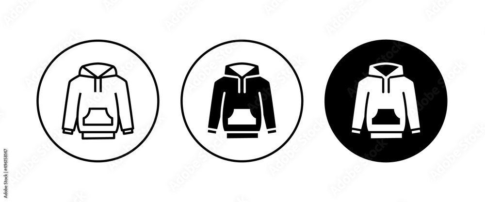 Hoody jamper icon vector winter wear icon warm clothing. Hoodie jacket wear sign. Hooded sweatshirt, Unisex, male, female model. clothes Sweatshirt editable stroke, isolated on white Hoody jamper icon vector winter wear icon warm clothing. Hoodie jacket wear sign. Hooded sweatshirt, Unisex, male, female model. clothes Sweatshirt editable stroke, isolated on white