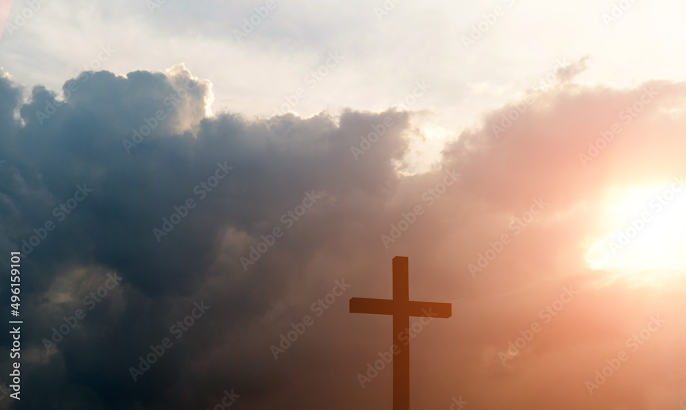 A cross under the dark sky