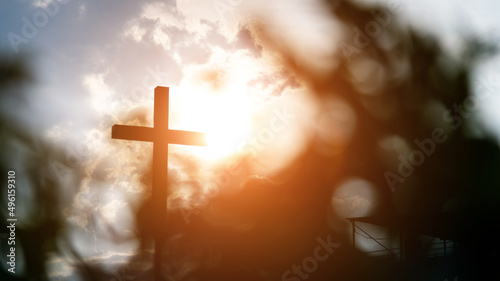 Canvas Print A cross under the blue sky