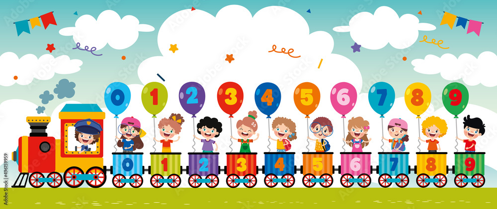 Set Of Colorful Flat Numbers Set Of Colorful Flat Numbers