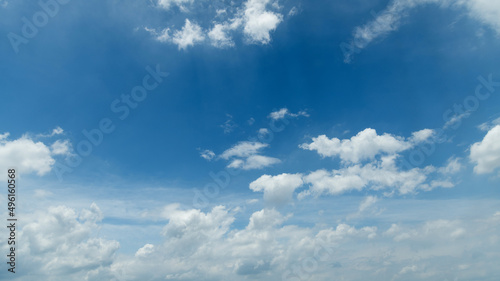 White clouds are in the blue sky