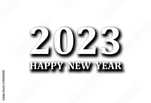 Happy New Year 2023 text design. Business diary cover for 2023 with wishes. Design template for brochure, card, poster. Illustration. Isolated on white background.