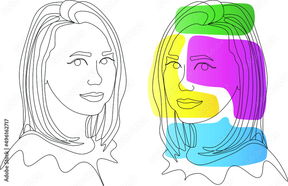 Abstract face line illustration. Minimalist face art. Trendy background. One line drawing fashion print. Abstract face line illustration. Minimalist face art. Trendy background. One line drawing fashion print.