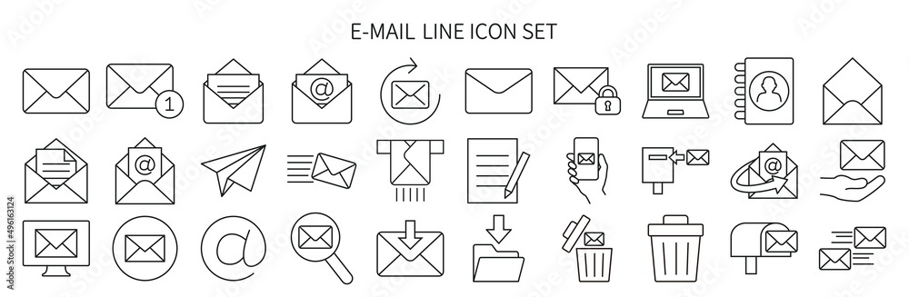 Icon set related to emails and letters