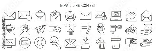 Icon set related to emails and letters photo