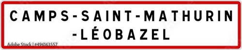 Panneau entrée ville agglomération Camps-Saint-Mathurin-Léobazel / Town entrance sign Camps-Saint-Mathurin-Léobazel