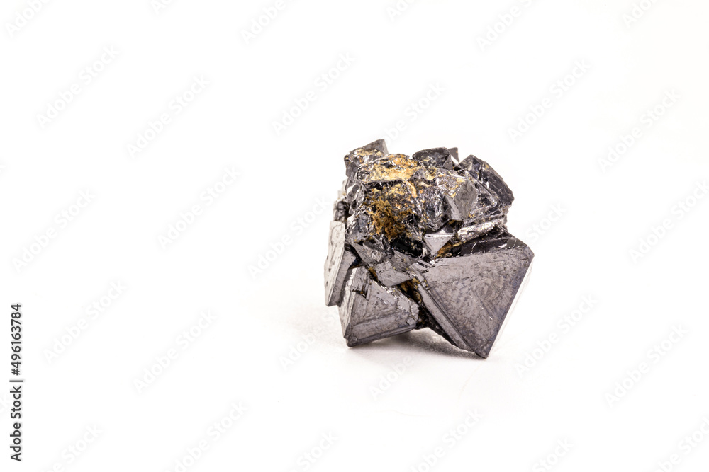 magnetite stone, magnetic material formed by iron oxide, magnet stone used in compasses, isolated white background