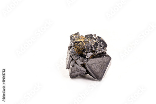 magnetite stone, magnetic material formed by iron oxide, magnet stone used in compasses, isolated white background photo