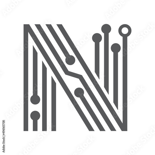 digital letter n