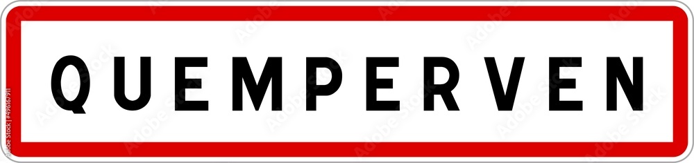Fototapeta premium Panneau entrée ville agglomération Quemperven / Town entrance sign Quemperven