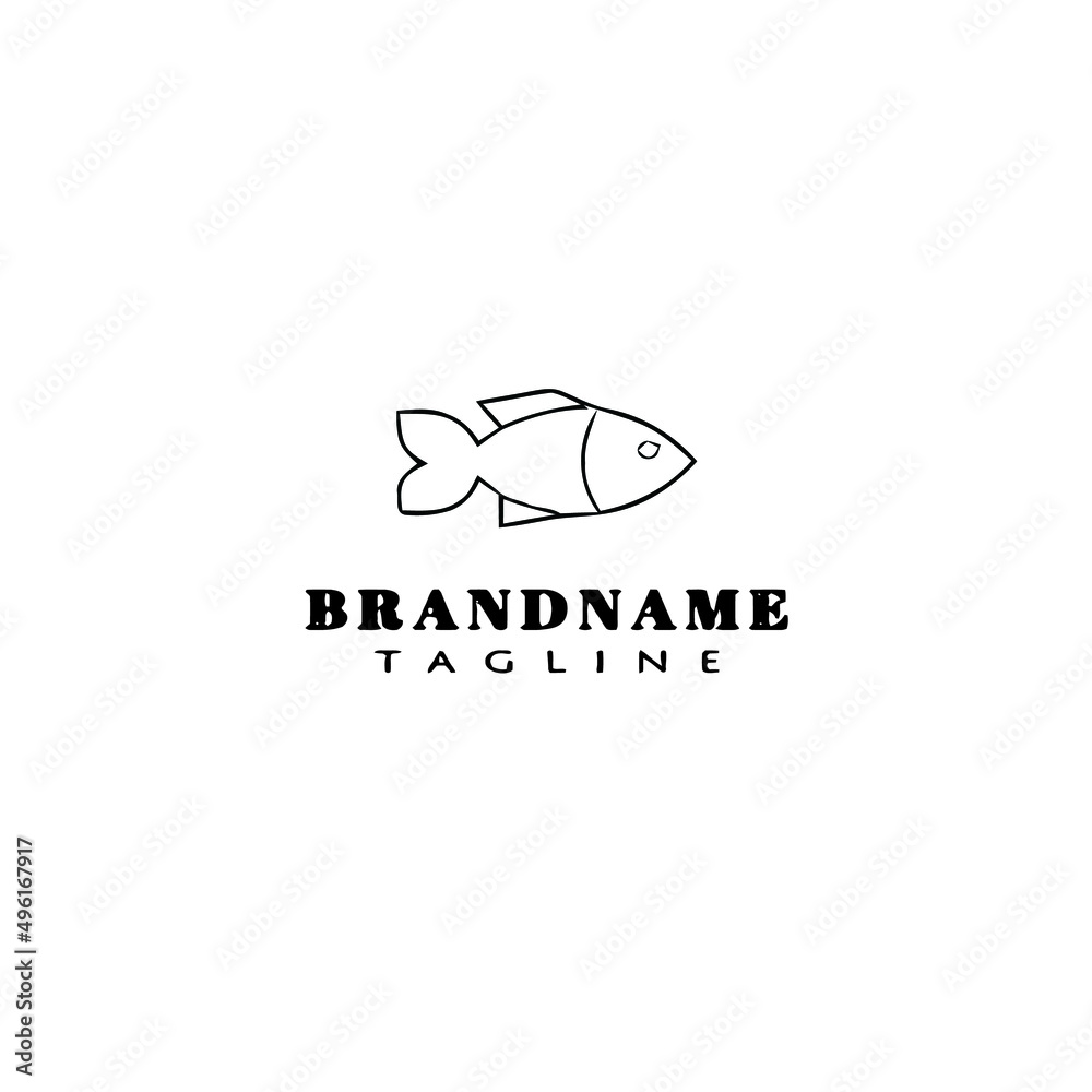 animal fish cartoon logo template icon design black isolated vector illustration