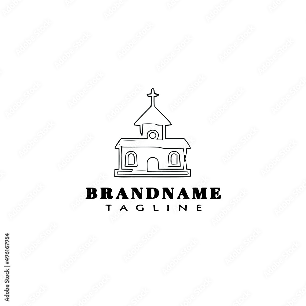 church cartoon logo icon design template black isolated vector