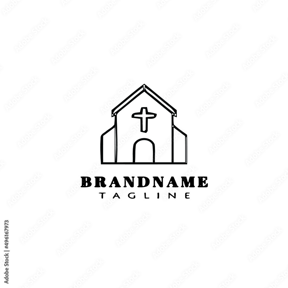 church cartoon logo template icon design template black isolated vector illustration