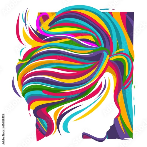 Beautiful colorful woman vector abstract illustration