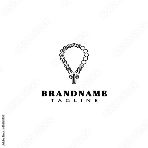 rosary beads logo cartoon icon design template black isolated creative illustration