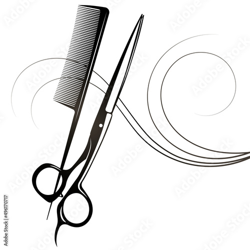 Scissors and comb symbol for beauty salon and barbershop