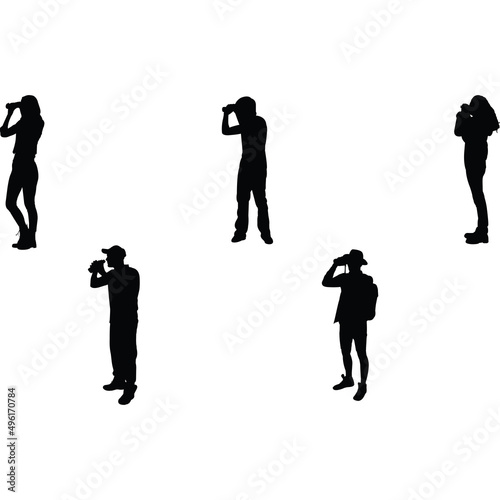 Bird Watching Silhouette Vector