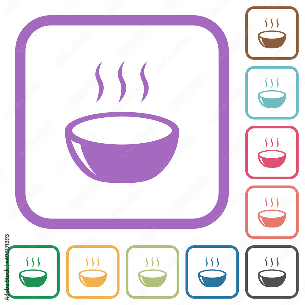 Glossy steaming bowl simple icons Glossy steaming bowl simple icons